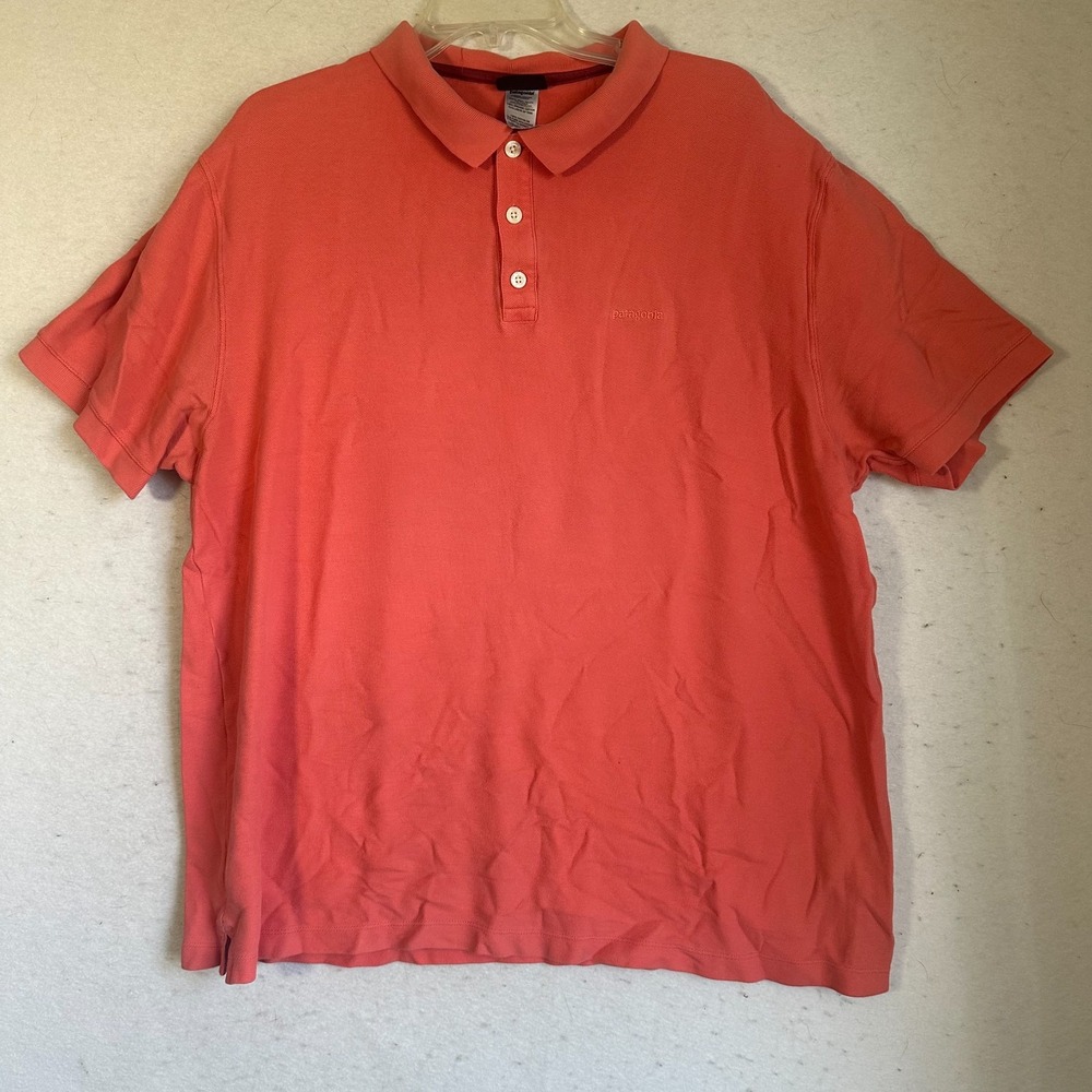 Patagonia Men's XL Polo Organic Cotton Short Sleeve salmon pink organic cotton